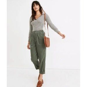 Madewell curvy tapered huston pull-on crop pants in corduroy - simply sage